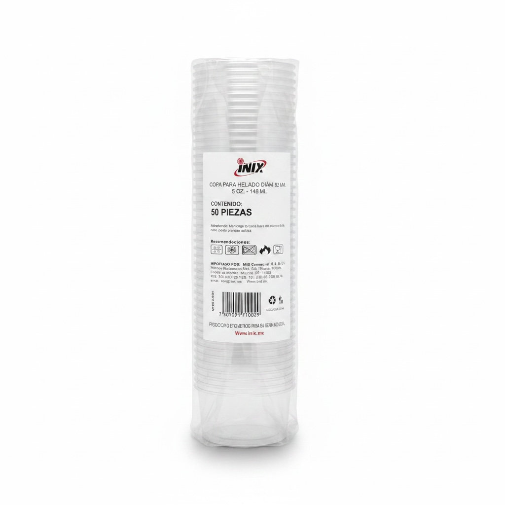 [VPS5-1124] Vaso PET Sundae 5oz 148ml (V-PET-5-92H) Inix C/50u