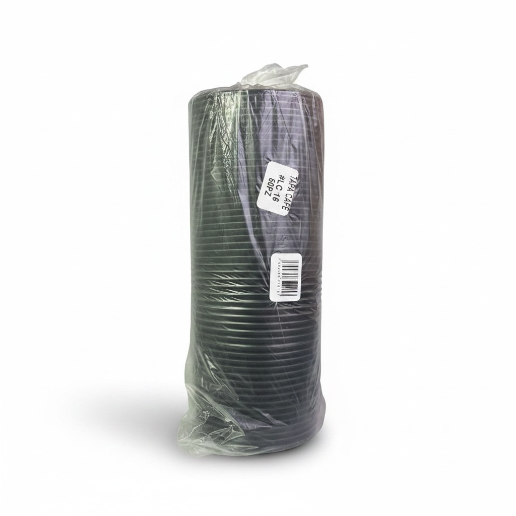 [TAP-0013] Tapa Negra 16oz (LC16) Capuchino para Vaso de Papel C/50u