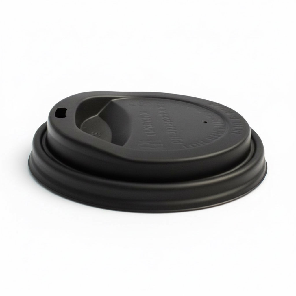 [TAP-0014] Tapa Negra 8oz (LC8) Capuchino para Vaso de Papel C/50u